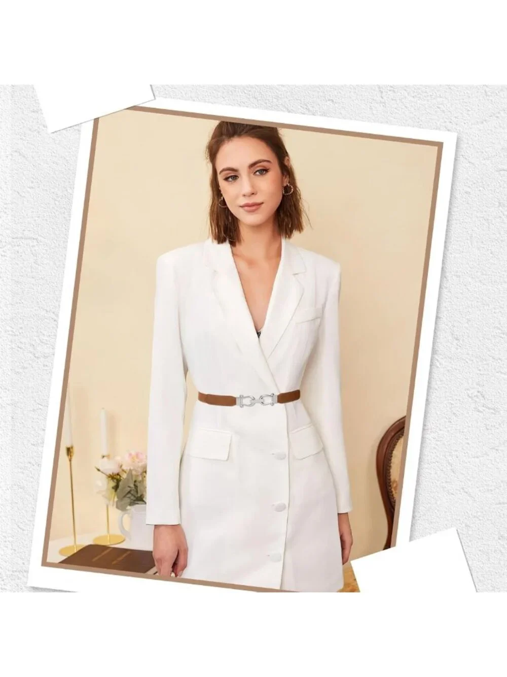 Set of 4 Retro Skinny Stretch Waist Belts for Dresses with Gold Buckle